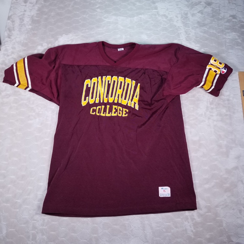 VTG 80s 90s Concordia College Champion USA Made Football Jersey XL Maroon